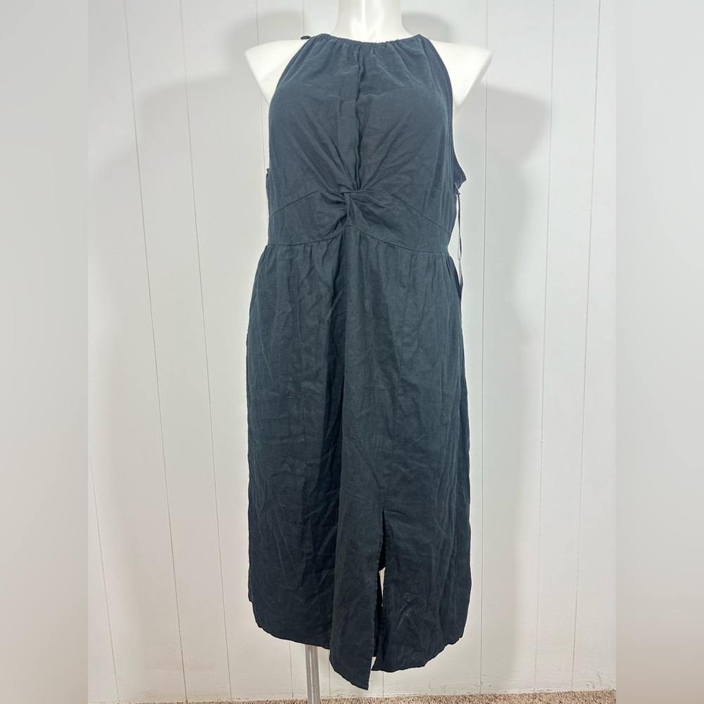 NWT Ava & Viv Women's Halter Neck A-Line Linen Black Dress Size XXL - Picture 2 of 15